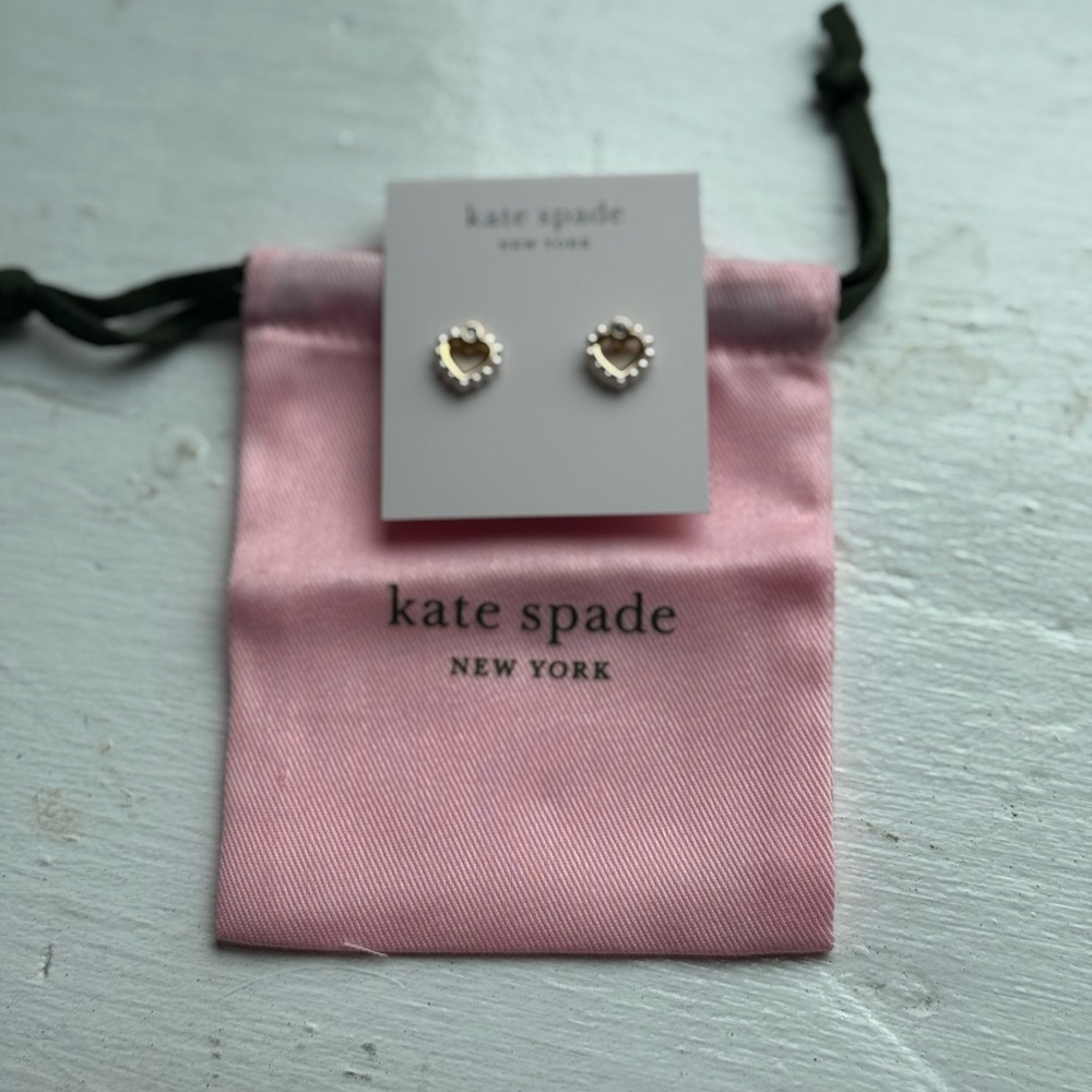 Kate Spade Gold and Pearl Heart Earrings